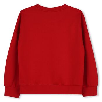 Girls Red Embellished Logo Sweatshirt