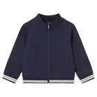 Younger Boys Navy Blue Zip Up Top, 2, hi-res