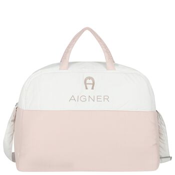 White & Pink Logo Baby Changing Bag