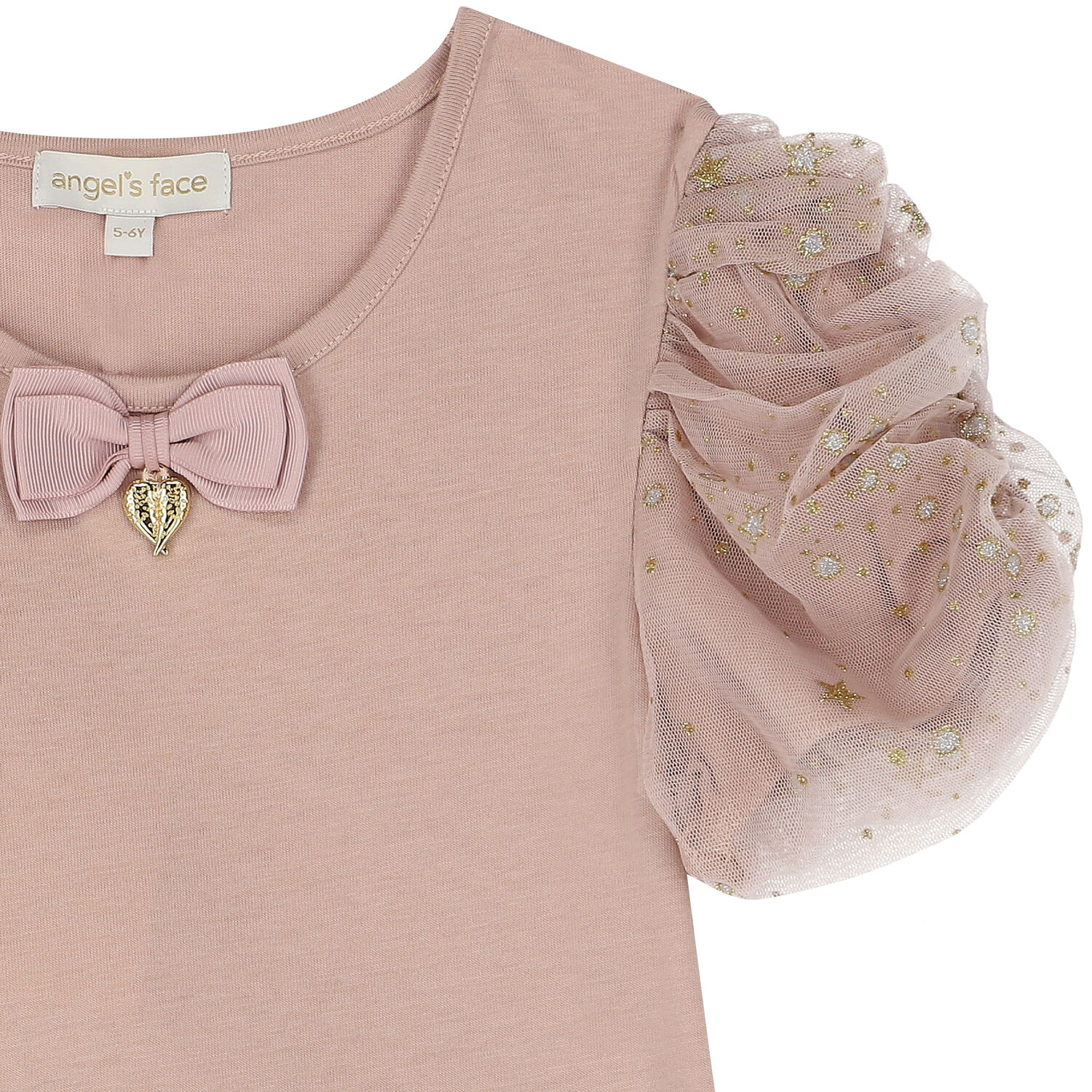  تيشيرت بنات بأكمام تول باللون الوردي, 1, hi-res