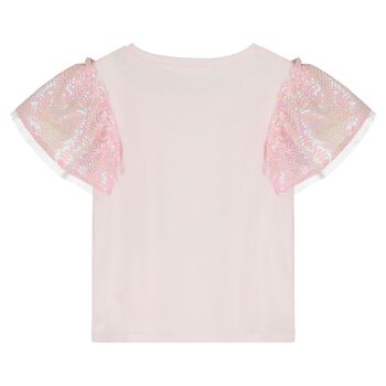 Girls Pink Embellished T-Shirt