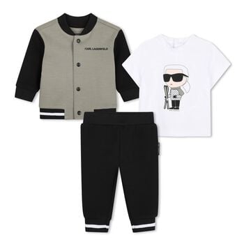 Younger Boys Green & Black Ikonik Karl Tracksuit Set