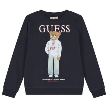 Boys Navy Blue Teddy Bear Logo Sweatshirt