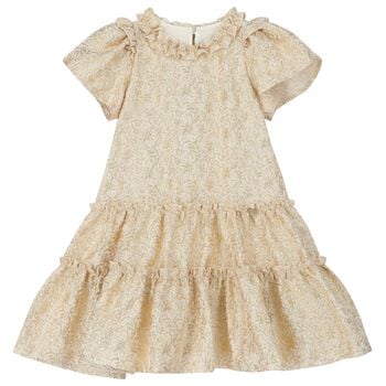 Girls Gold Ruffled Dress