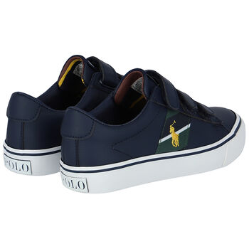 Boys Navy Logo Trainers