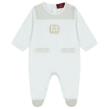 Baby Boys Blue & Gold Logo Babygrow