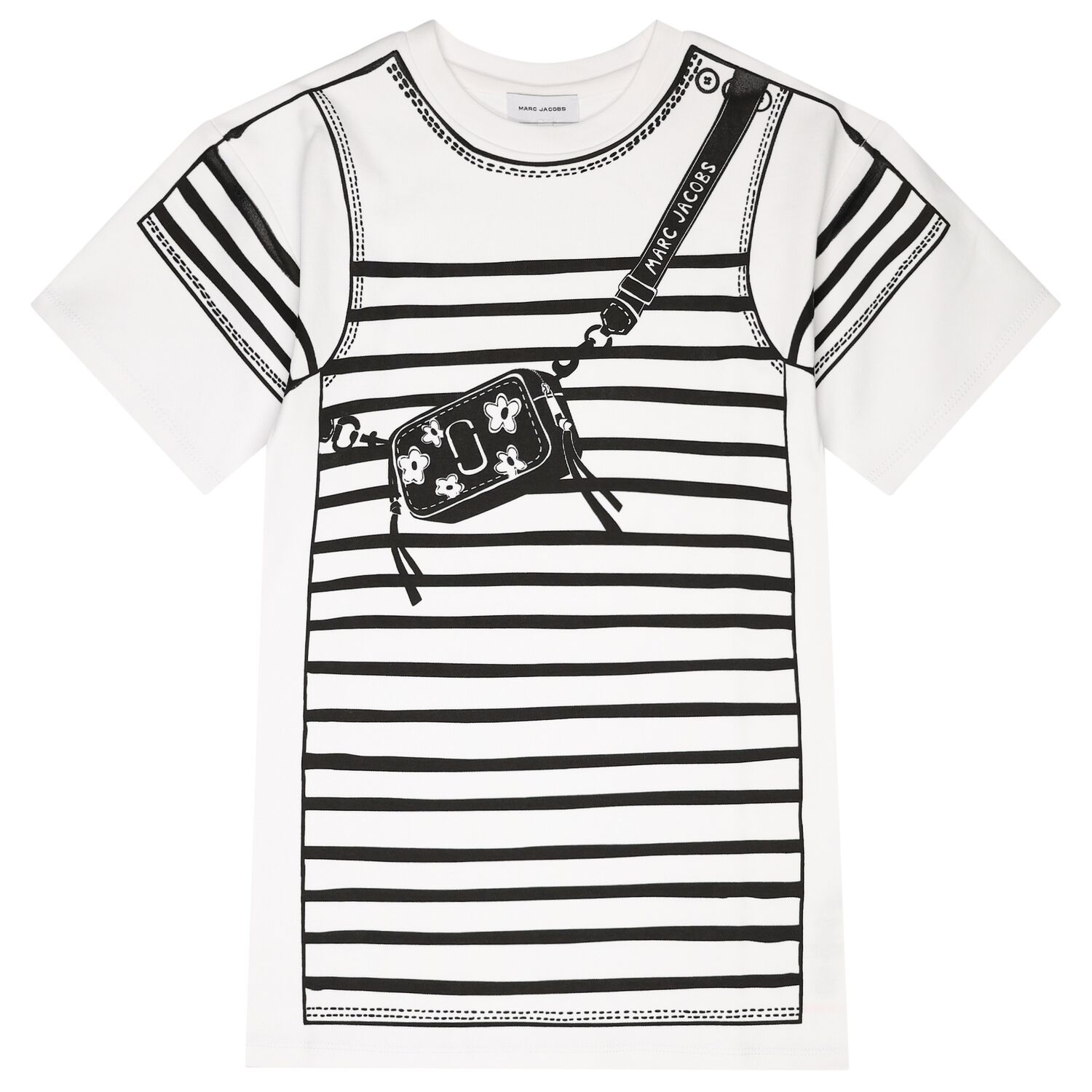 Girls White Bag Dress, 1, hi-res