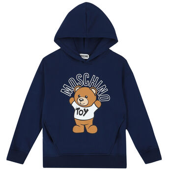 Navy Teddy Logo Hooded Top