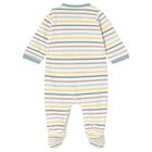 Baby Boys Ivory Striped Dinosaur Babygrow, 1, hi-res