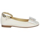 Girls Ivory Ballerina Bow Shoes, 2, hi-res