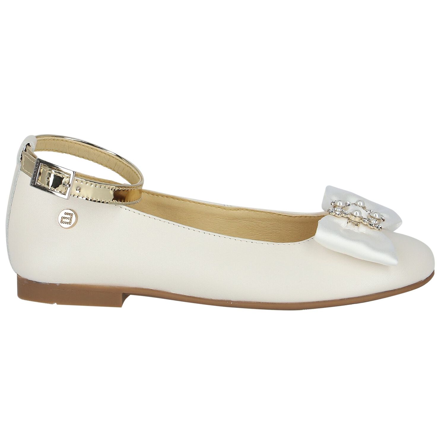 Girls Ivory Ballerina Bow Shoes, 2, hi-res image number null