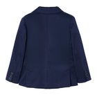 Boys Navy Single Breasted Cotton Blazer, 1, hi-res