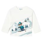 Younger Boys White Tiger Long Sleeve Top, 1, hi-res