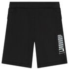 Boys Black Logo Shorts, 1, hi-res
