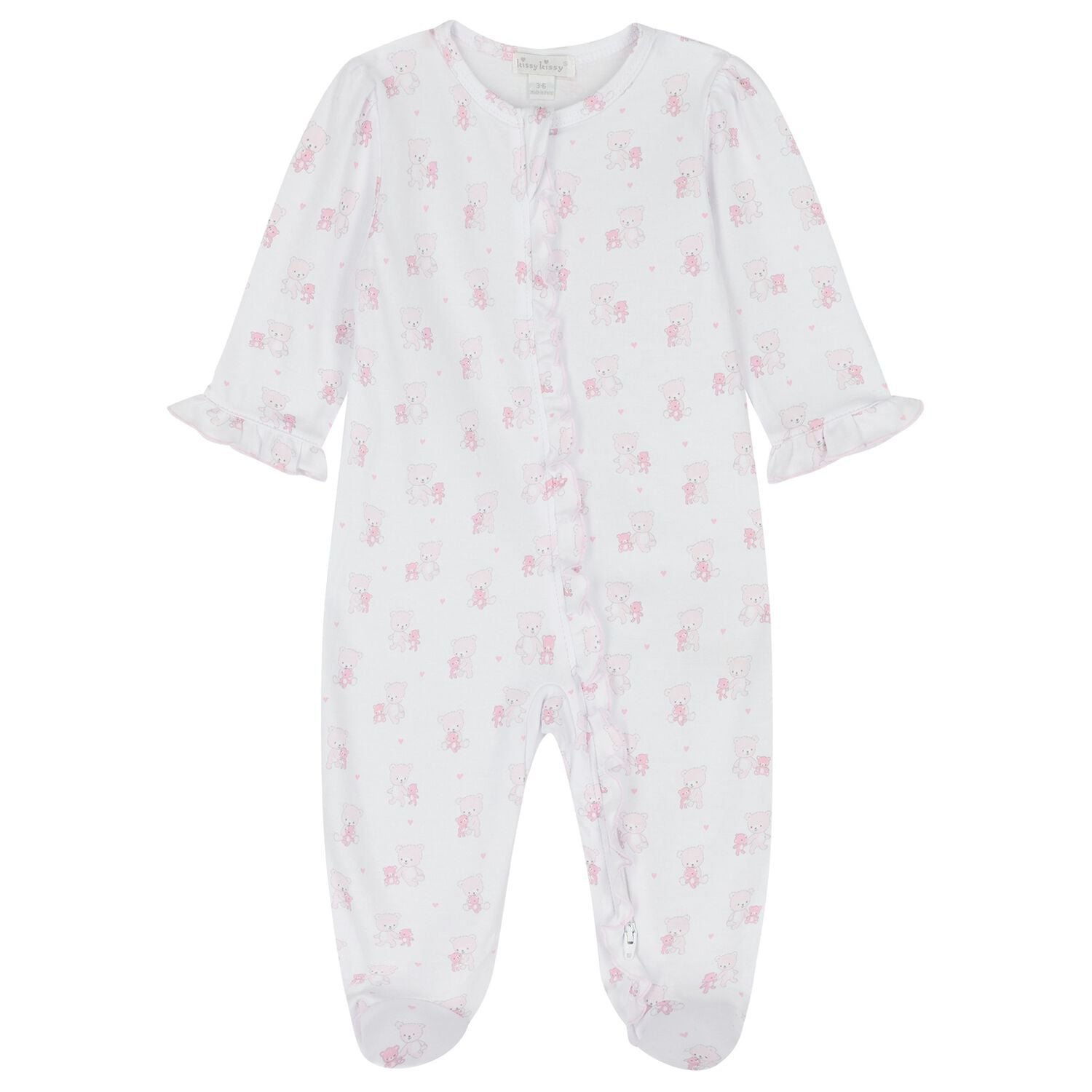 Baby Girls White & Pink Teddy Bear Babygrow, 1, hi-res