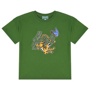 KENZO KIDS Boys Green Logo T-Shirt, 1 Boys Green Logo T-Shirt