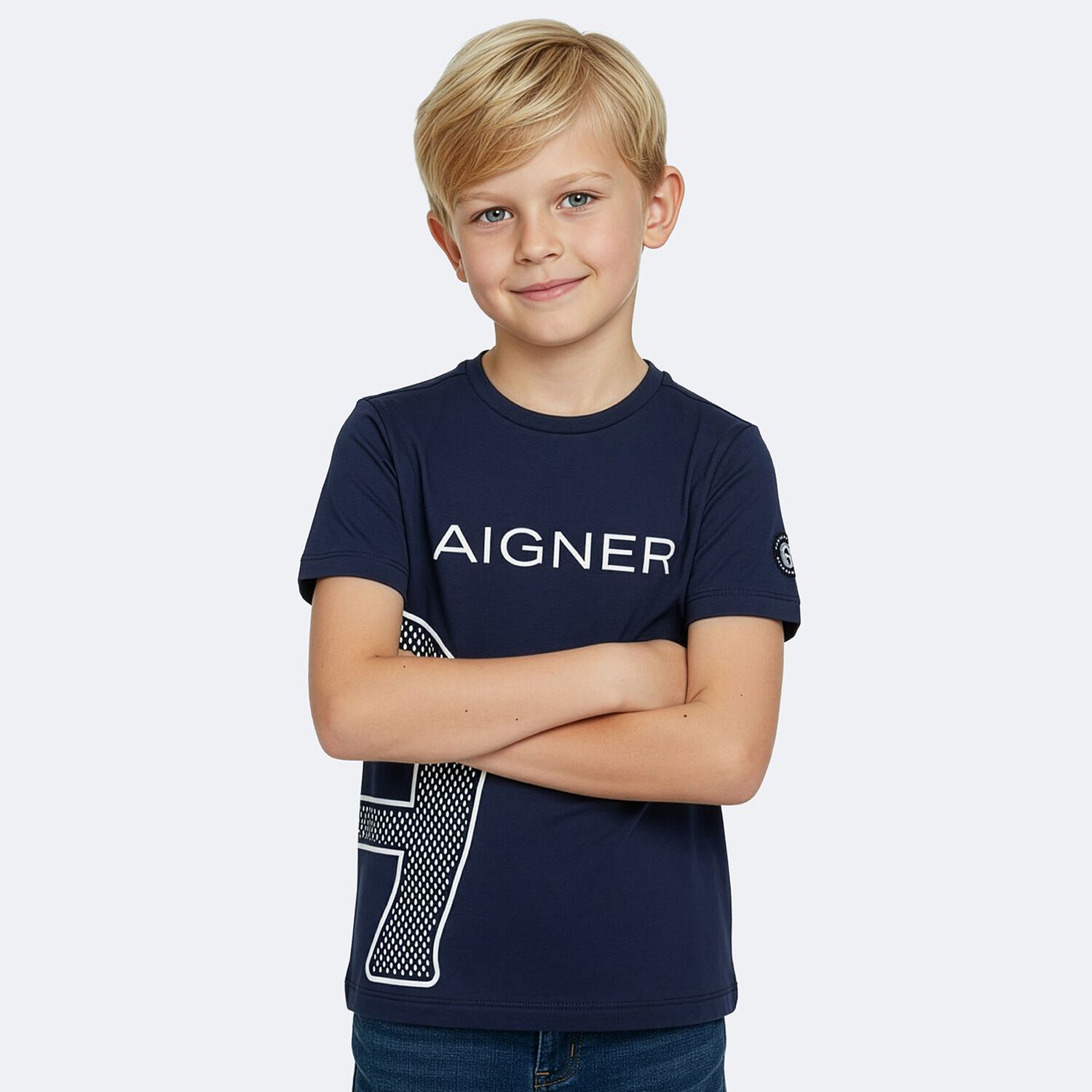 Boys Navy Blue Logo T-Shirt, 2, hi-res