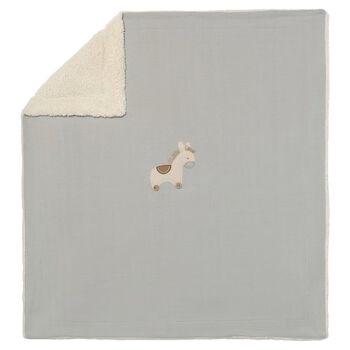 Baby Boys Grey Horse Sherpa Blanket