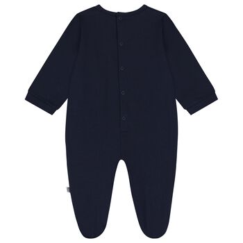 Baby Boys Navy Blue Logo Romper