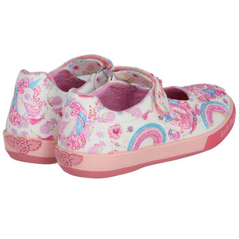 Girls Ivory Unicorn Beaded Shoes