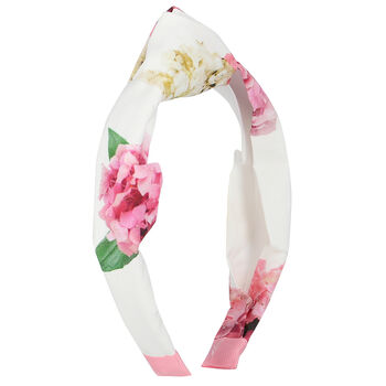 Girls White & Pink Floral Headband