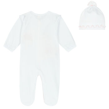 Baby Girls White Floral Babygrow Set