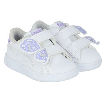 Younger Girls White Smash Trainers