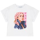 Girls White T-Shirt & Headband Set, 2, hi-res