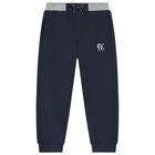 Boys Navy Blue Logo Joggers, 1, hi-res