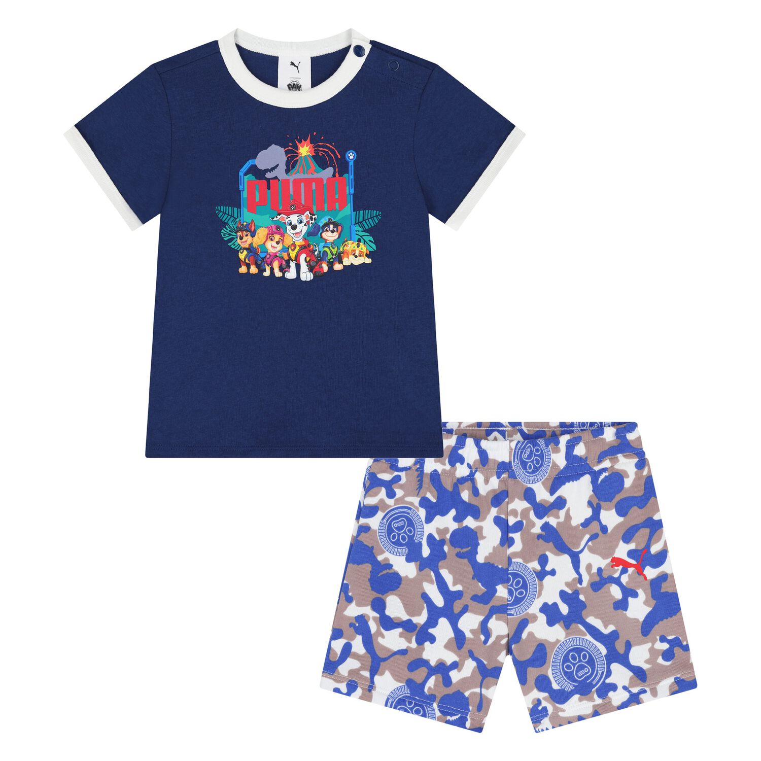 Younger Boys Blue Logo Paw Patrol Camouflage Shorts Set, 2, hi-res