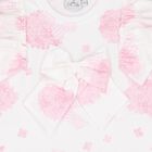 Girls White & Pink Bow Floral Print Dress, 1, hi-res