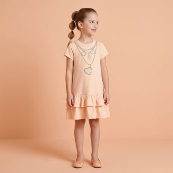 Girls Pink Necklace Logo Dress