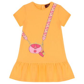 Younger Girls Orange Logo Bag Dress