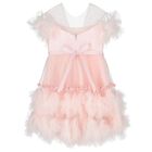 Girls Pink Ruffled Tulle Dress, 1, hi-res