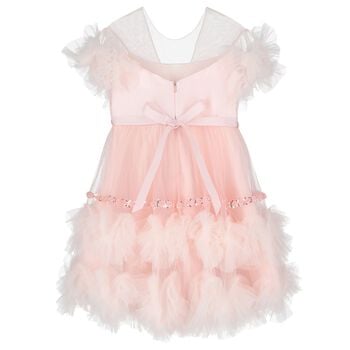 Girls Pink Ruffled Tulle Dress