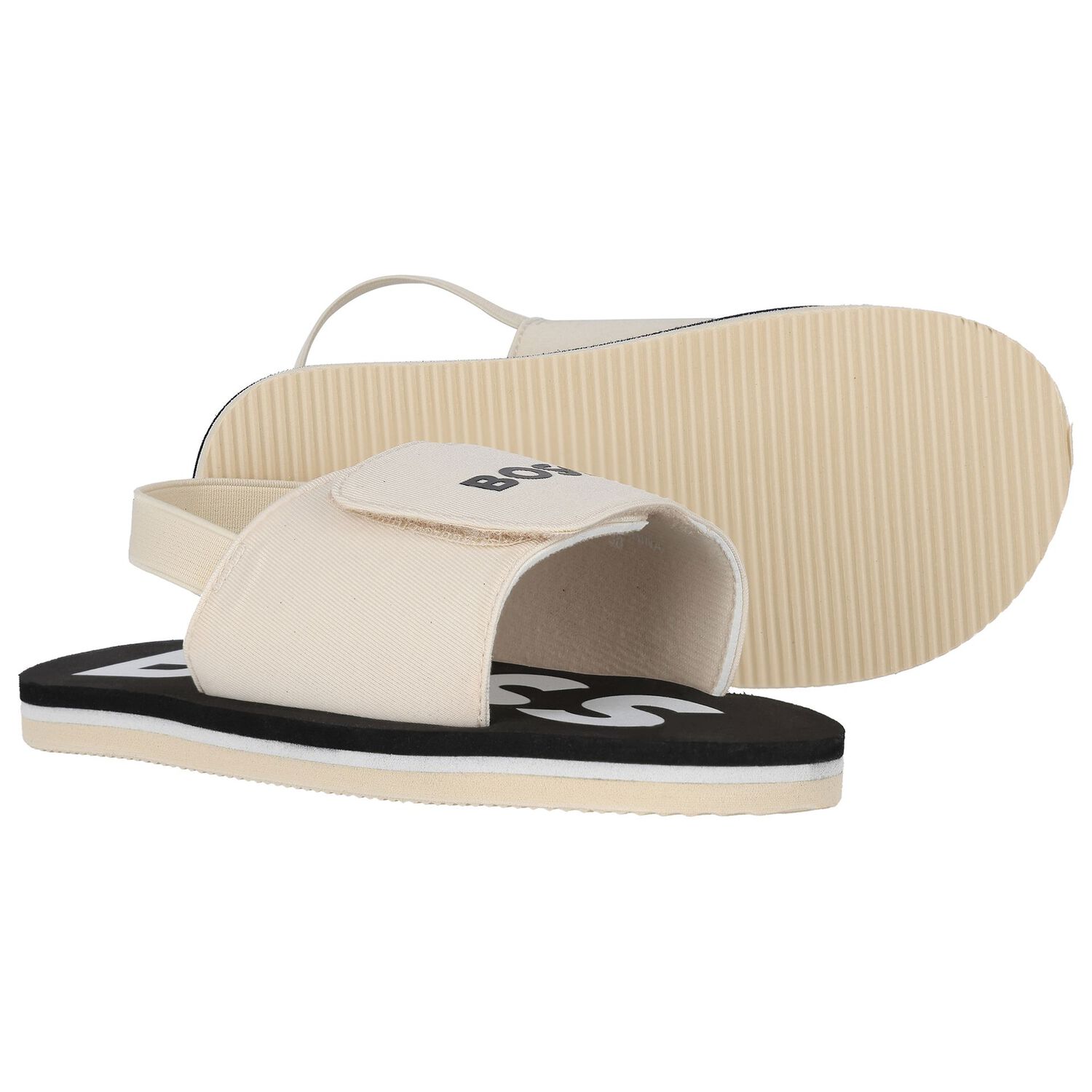 صندل اولاد بالشعار باللون البيج والاسود, 2, hi-res image number null