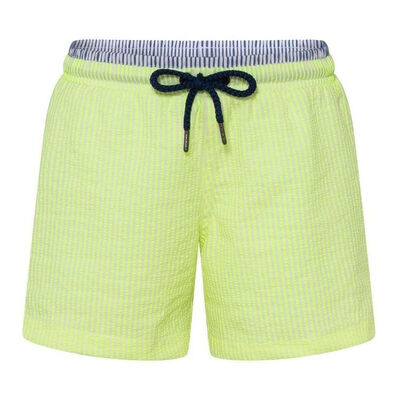 Boys Neon Yellow Seersucker Swim Short