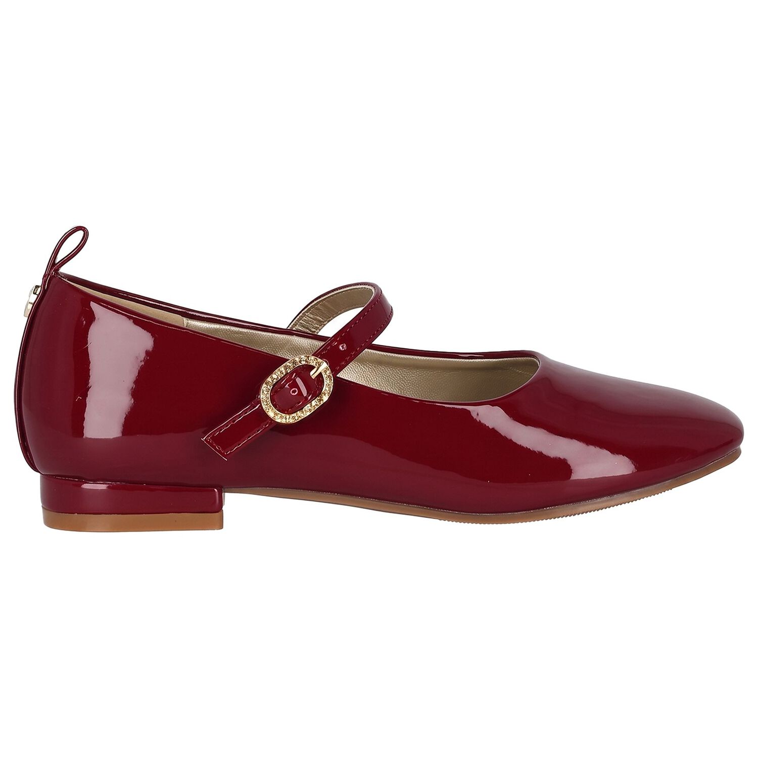 Girls Burgundy Logo Patent Leather Shoes, 1, hi-res