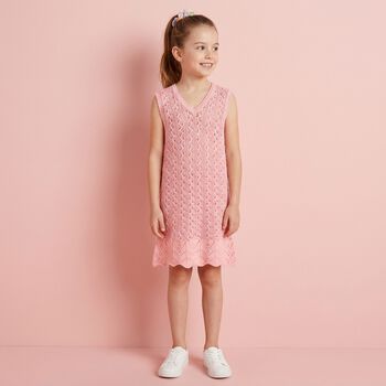 Girls Pink Knitted Dress