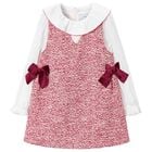 Girls White & Red Bow Dress, 1, hi-res