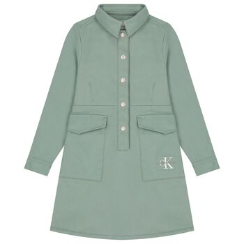 Girls Green Logo Dress