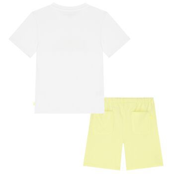 Boys White & Yellow Shorts Set