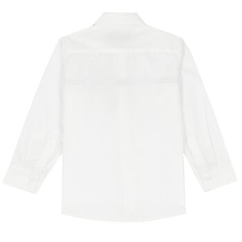 Boys White Logo Cotton Shirt