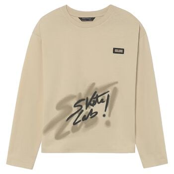 Boys Beige Printed Long Sleeve Top