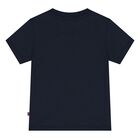 Younger Boys Navy Blue & Gold Logo T-Shirt, 2, hi-res
