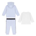 Baby Boys Blue & White Logo Tracksuit Set, 1, hi-res