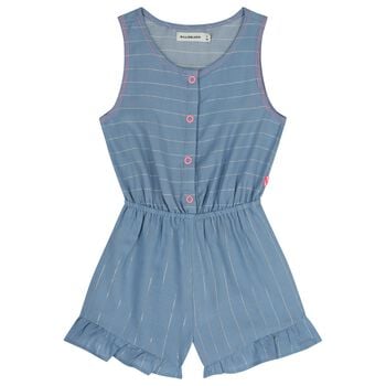 Girls Blue Striped Playsuit