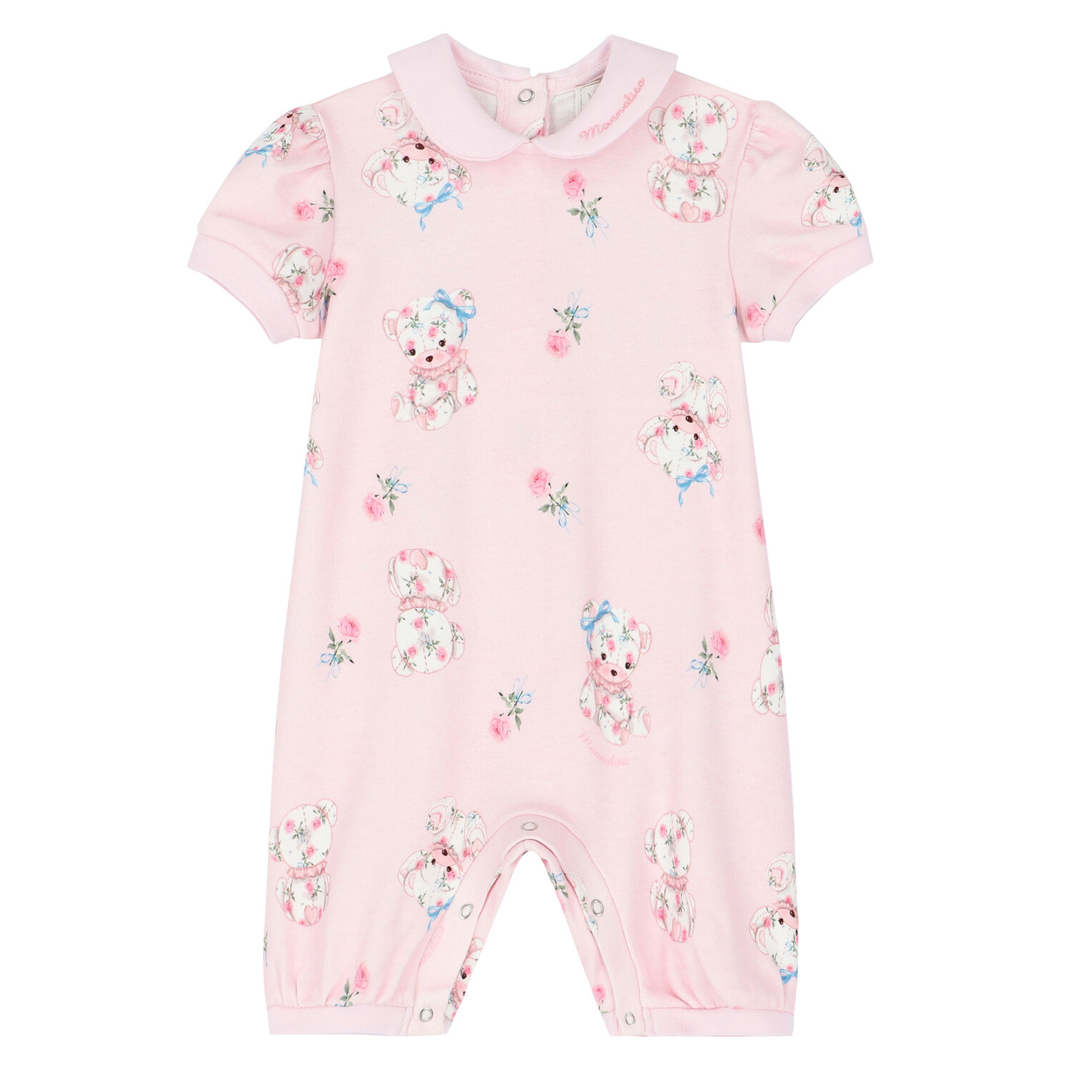 Baby Girls Pink Teddy Bear Romper, 1, hi-res