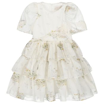Girls Ivory Floral Dress