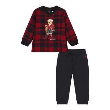 Ralph Lauren Baby Boys Red & Black Tartan Tracksuit, 1 Baby Boys Red & Black Tartan Tracksuit